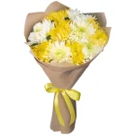 Букет из 11 белых и желтых одноголовых хризантем